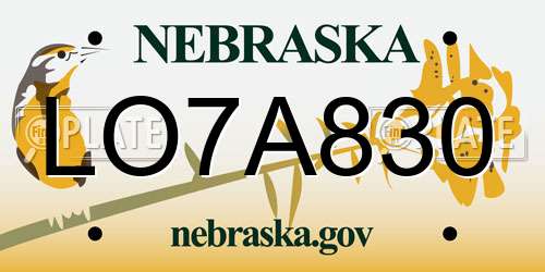 LO7A830 Nebraska License Plate