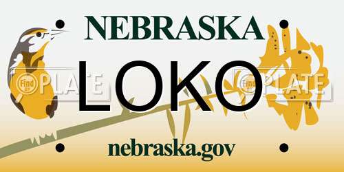 LOKO Nebraska License Plate