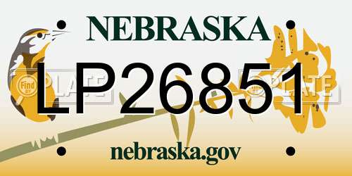 LP26851 Nebraska License Plate
