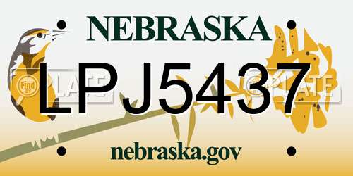 LPJ5437 Nebraska License Plate