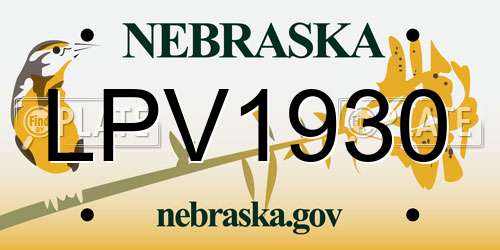 LPV1930 Nebraska License Plate
