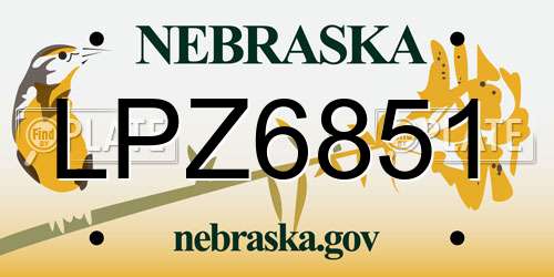 LPZ6851 Nebraska License Plate