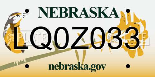 LQ0Z033 Nebraska License Plate