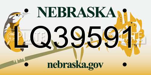 LQ39591 Nebraska License Plate
