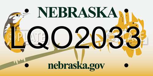 LQO2033 Nebraska License Plate