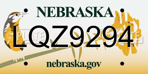 LQZ9294 Nebraska License Plate