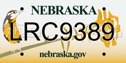 LRC9389 Nebraska License Plate