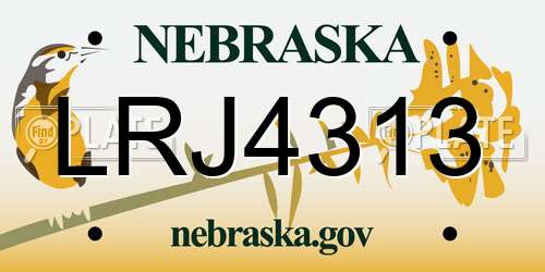 LRJ4313 Nebraska License Plate