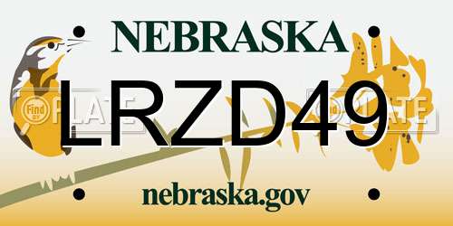 LRZD49 Nebraska License Plate