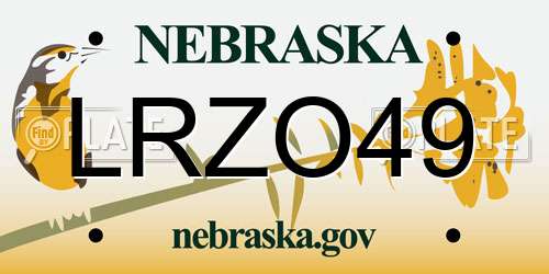 LRZO49 Nebraska License Plate