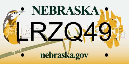 LRZQ49 Nebraska License Plate