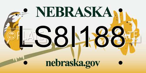 LS8I188 Nebraska License Plate