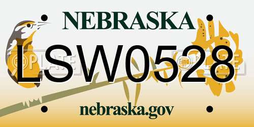 LSW0528 Nebraska License Plate