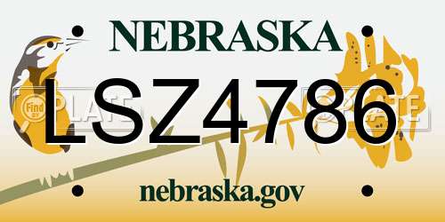 LSZ4786 Nebraska License Plate