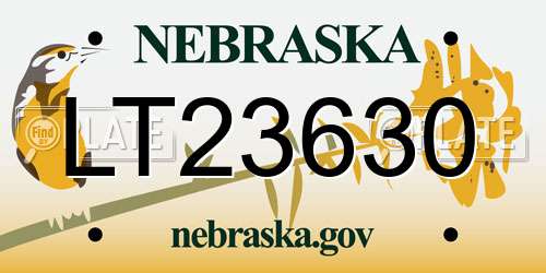 LT23630 Nebraska License Plate