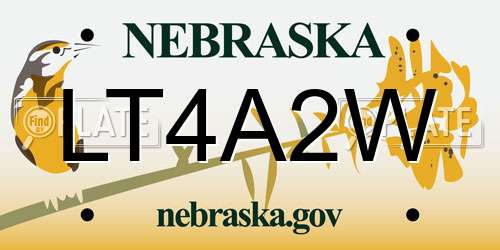 LT4A2W Nebraska License Plate