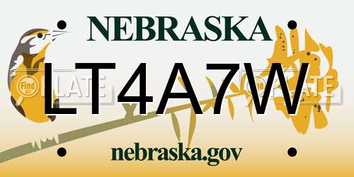 LT4A7W Nebraska License Plate