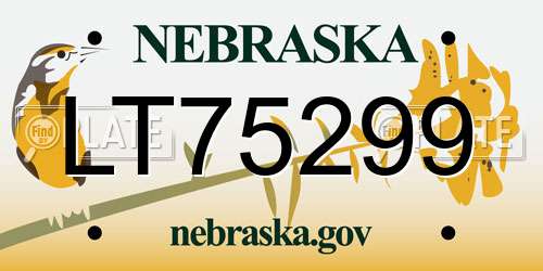 LT75299 Nebraska License Plate