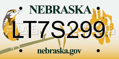 LT7S299 Nebraska License Plate
