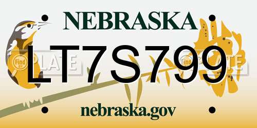 LT7S799 Nebraska License Plate