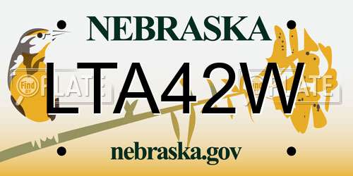 LTA42W Nebraska License Plate