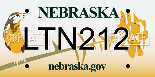 LTN212 Nebraska License Plate