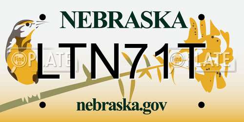 LTN71T Nebraska License Plate