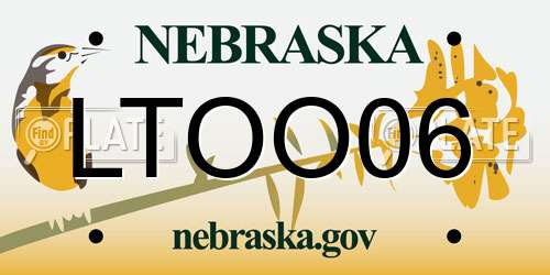 LTOO06 Nebraska License Plate