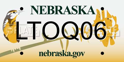 LTOQ06 Nebraska License Plate