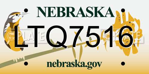 LTQ7516 Nebraska License Plate