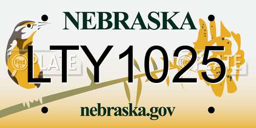 LTY1025 Nebraska License Plate