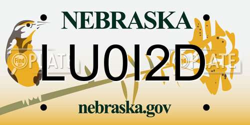 LU0I2D Nebraska License Plate