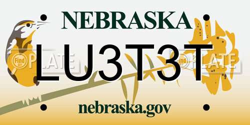 LU3T3T Nebraska License Plate