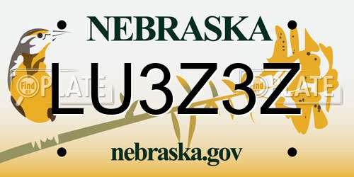 LU3Z3Z Nebraska License Plate