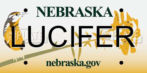 LUCIFER Nebraska License Plate