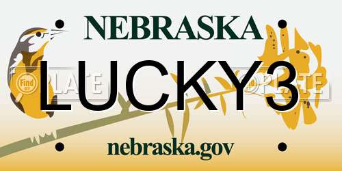 LUCKY3 Nebraska License Plate