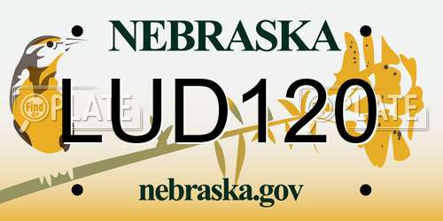 LUD120 Nebraska License Plate