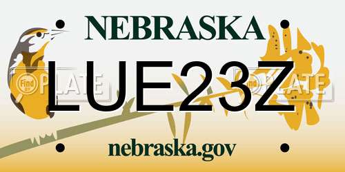 LUE23Z Nebraska License Plate