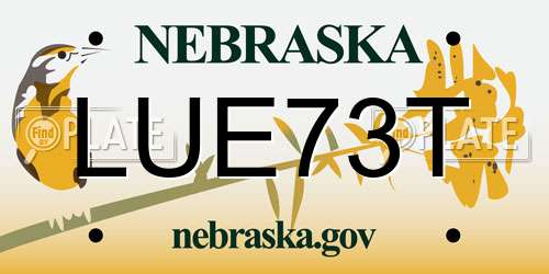 LUE73T Nebraska License Plate
