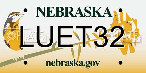 LUET32 Nebraska License Plate