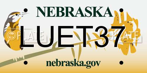 LUET37 Nebraska License Plate