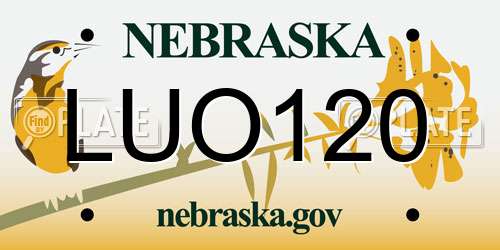 LUO120 Nebraska License Plate