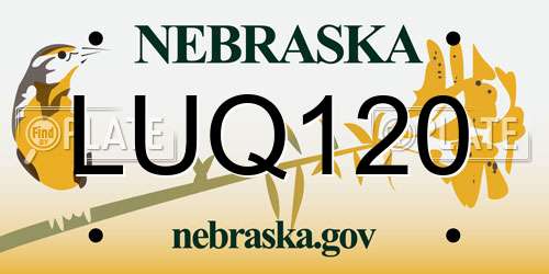 LUQ120 Nebraska License Plate