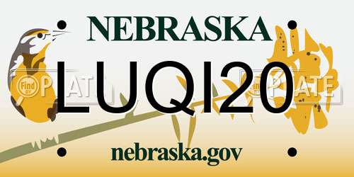 LUQI20 Nebraska License Plate