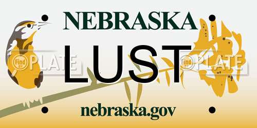 LUST Nebraska License Plate