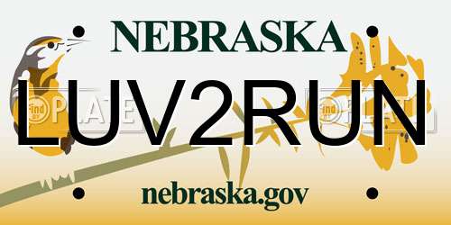 LUV2RUN Nebraska License Plate