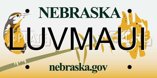 LUVMAUI Nebraska License Plate