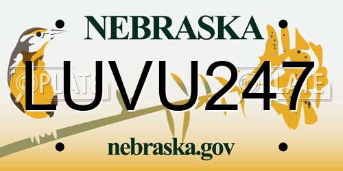 LUVU247 Nebraska License Plate