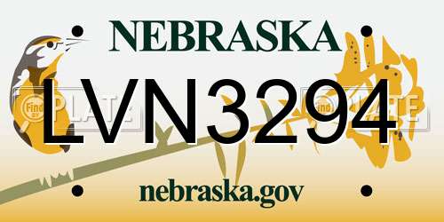 LVN3294 Nebraska License Plate