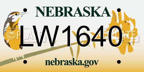 LW1640 Nebraska License Plate